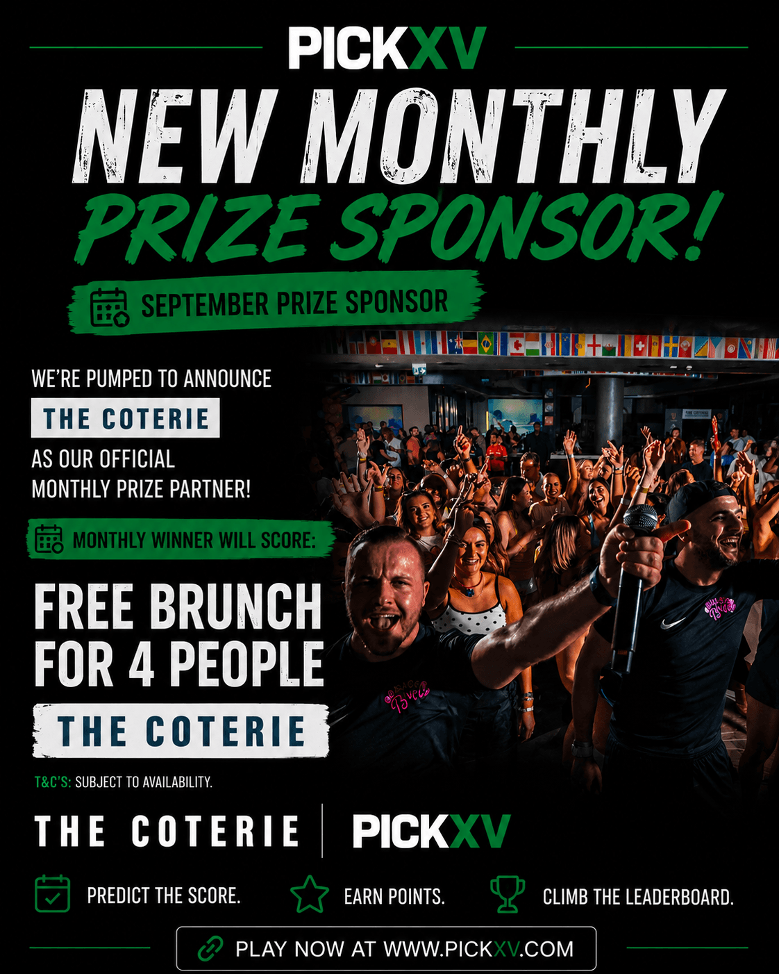PickXV September monthly prize sponsored by The Coterie - free brunch for four people